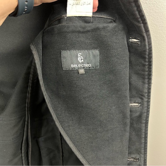 Selected Antique Moleskin Blazer Jacket Black Size 48 - Picture 14 of 16